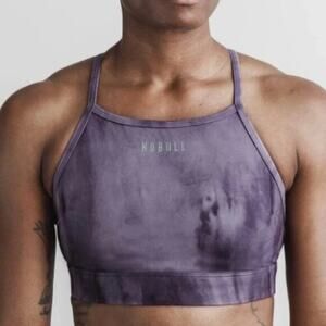 NoBull Women's Padded High Neck‎ Halter Sports Bra Purple Tie Dye Size XS
